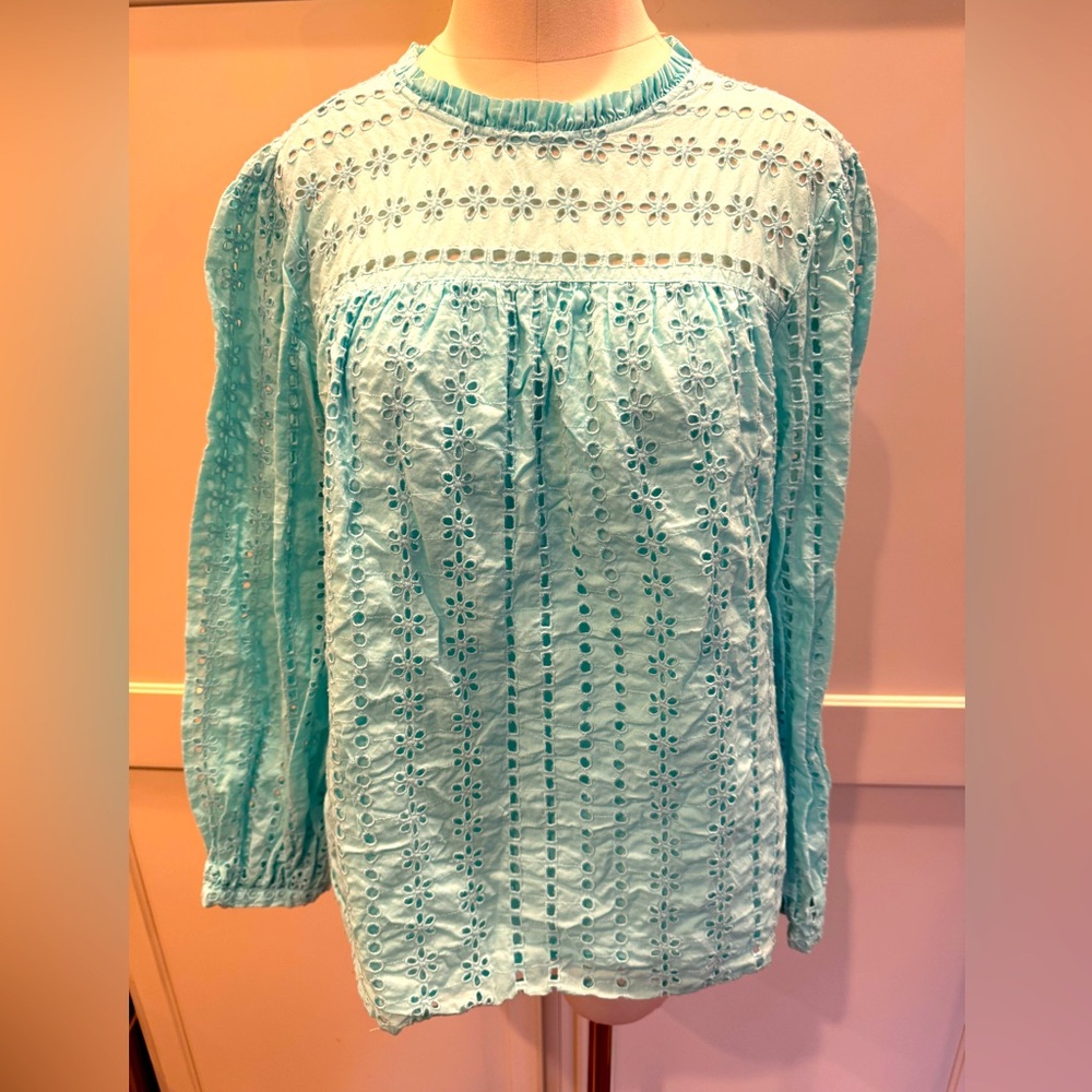 Jcrew Women's Blue Eyelet Top